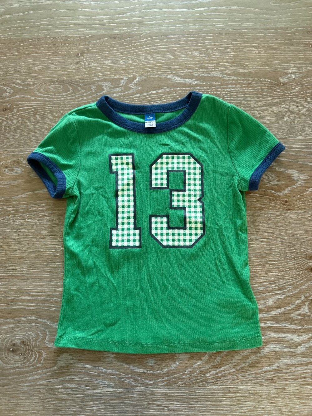 EUC WORN ONCE Girls Old Navy green ringer tee 13 short sleeve tshirt size L